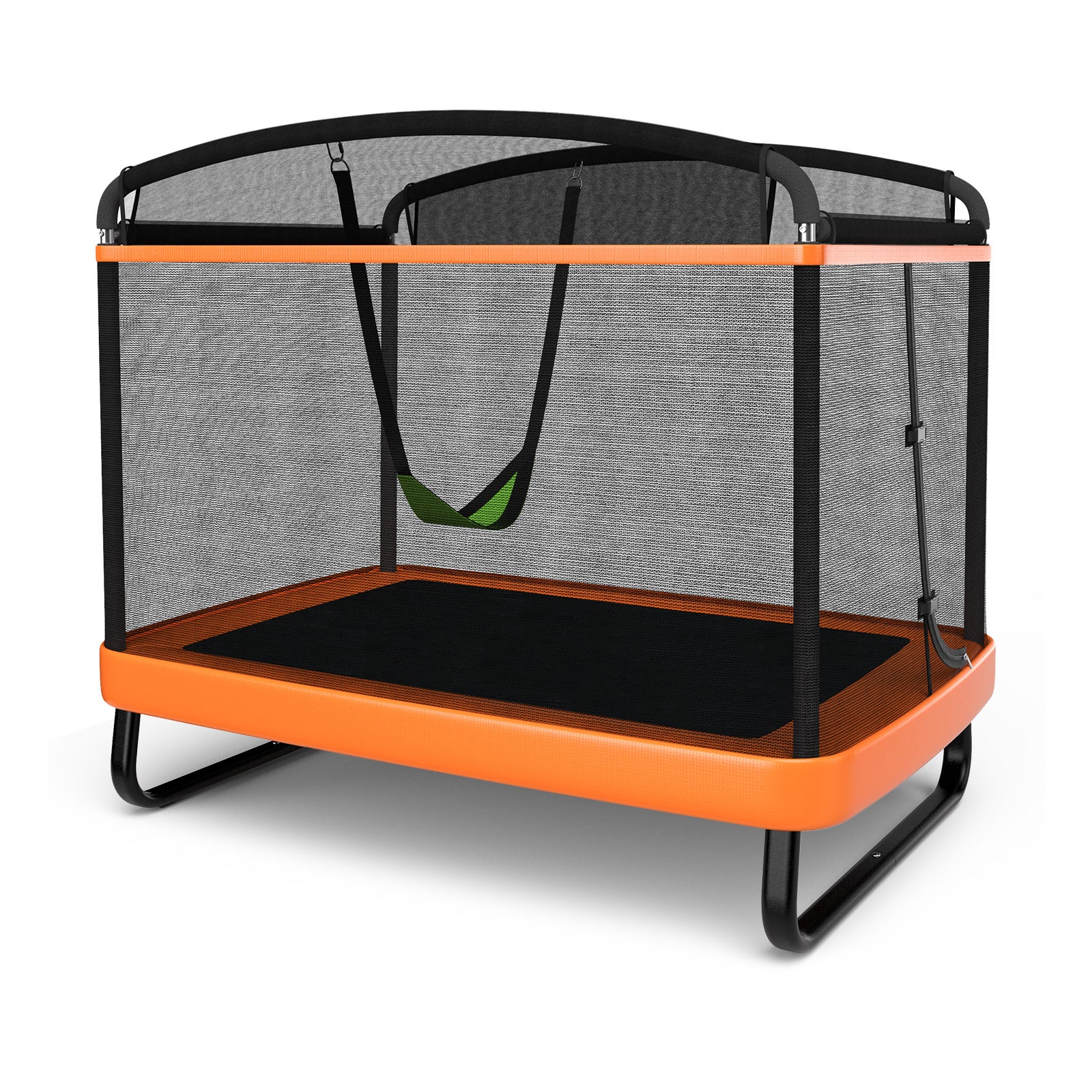 6 Feet Kids Entertaining Trampoline with Swing Safety Fence-Red Orange, Orange Trampolines at Gallery Canada