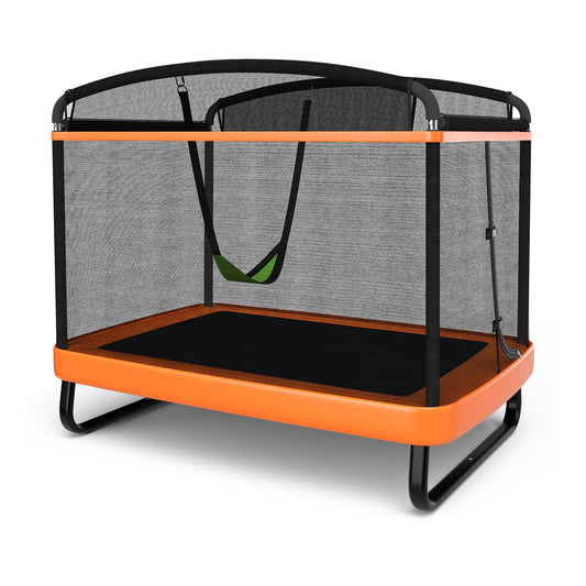 6 Feet Kids Trampoline With Swing Safety Fence, Orange Trampolines Orange at Gallery Canada