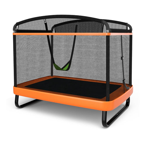 6 Feet Kids Trampoline With Swing Safety Fence, Orange
