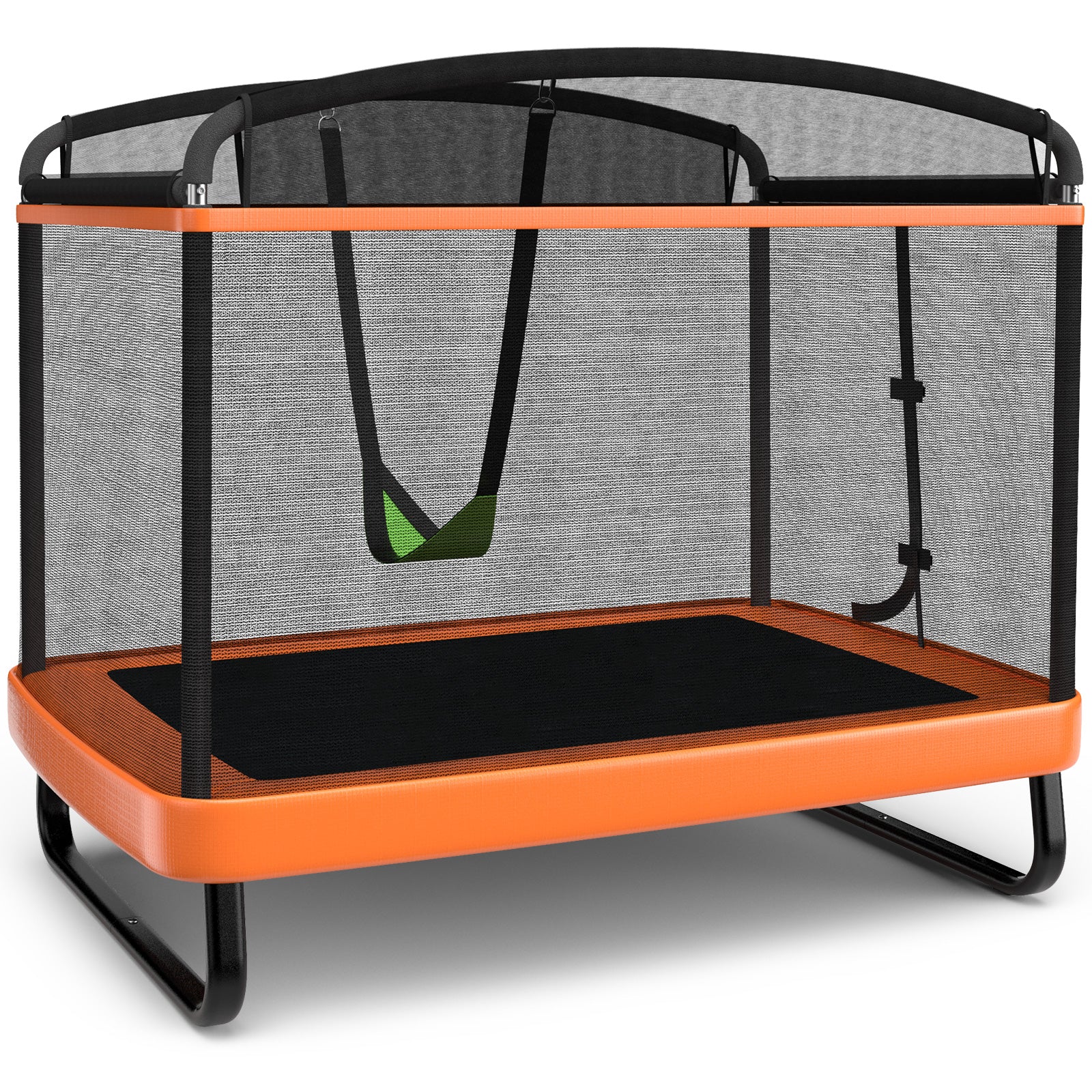 6 Feet Kids Entertaining Trampoline with Swing Safety Fence-Red Orange, Orange Trampolines at Gallery Canada