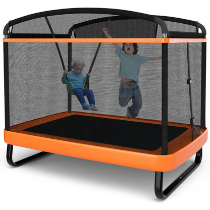 6 Feet Kids Entertaining Trampoline with Swing Safety Fence-Red Orange, Orange Trampolines at Gallery Canada