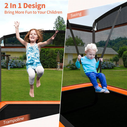 6 Feet Kids Entertaining Trampoline with Swing Safety Fence, Orange - Gallery Canada
