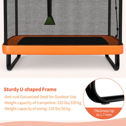 6 Feet Kids Entertaining Trampoline with Swing Safety Fence-Red Orange, Orange Trampolines at Gallery Canada