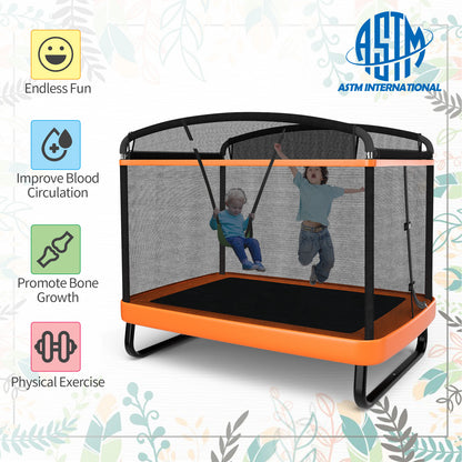 6 Feet Kids Entertaining Trampoline with Swing Safety Fence-Red Orange, Orange Trampolines at Gallery Canada