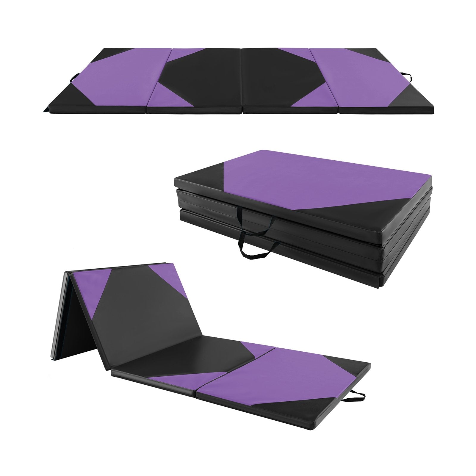 10 Feet x 4 Feet x 2 Inch Folding Exercise Mat with Hook and Loop Fasteners, Purple Yoga & Gym Mats at Gallery Canada