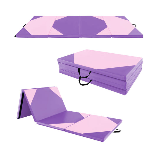 10 Feet x 4 Feet x 2 Inch Folding Exercise Mat, Pink Purple Yoga & Gym Mats Pink & Purple at Gallery Canada