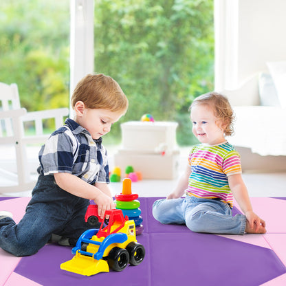 10 Feet x 4 Feet x 2 Inch Folding Exercise Mat with Hook and Loop Fasteners, Pink & Purple Yoga & Gym Mats at Gallery Canada
