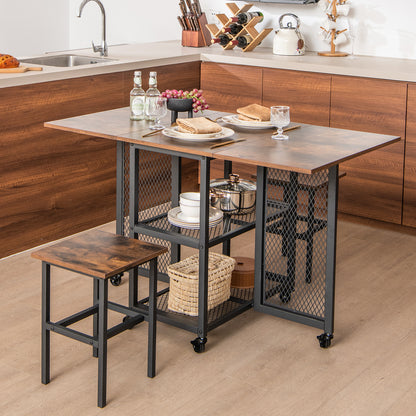 Drop Leaf Expandable Dining Table, Brown