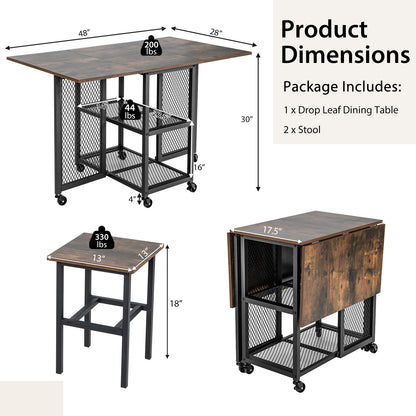 Drop Leaf Expandable Dining Table, Brown