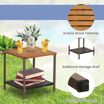 3 Pieces Rattan Rocking Bistro Set with Coffee Table and Cushions, Navy Patio Conversation Sets at Gallery Canada