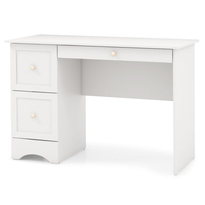 Wooden Computer Desk Workstation with 3 Drawers for Home and Office, White at Gallery Canada