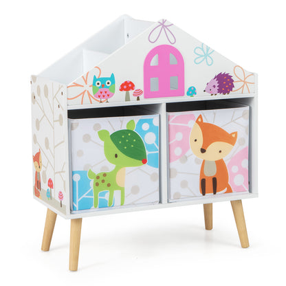 Kids House-shaped Bookshelf with 2 Storage Bins for Kids Room Playroom, White Kids Storage at Gallery Canada