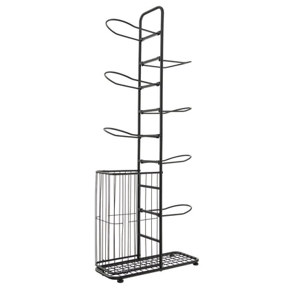 Metal Basketball Holder with 7 Removable Hanging Rods and Side Ball Basket, Black Sport Equipments at Gallery Canada