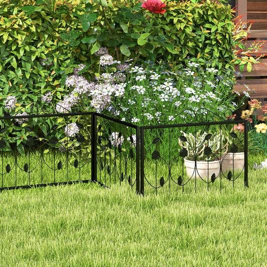 Decorative Garden Fence with 8 Panels Animal Barrier, Black - Gallery Canada