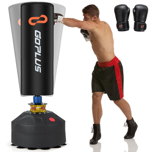 Freestanding Punching Bag Kickboxing Bag with Stand and Suction Cup Base, Black - Gallery Canada