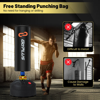 Freestanding Punching Bag Kickboxing Bag with Stand and Suction Cup Base, Black