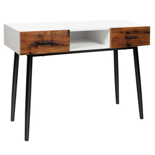 42 Inch Industrial Console Table with 2 Drawers for Entryway Hallway, Brown - Gallery Canada