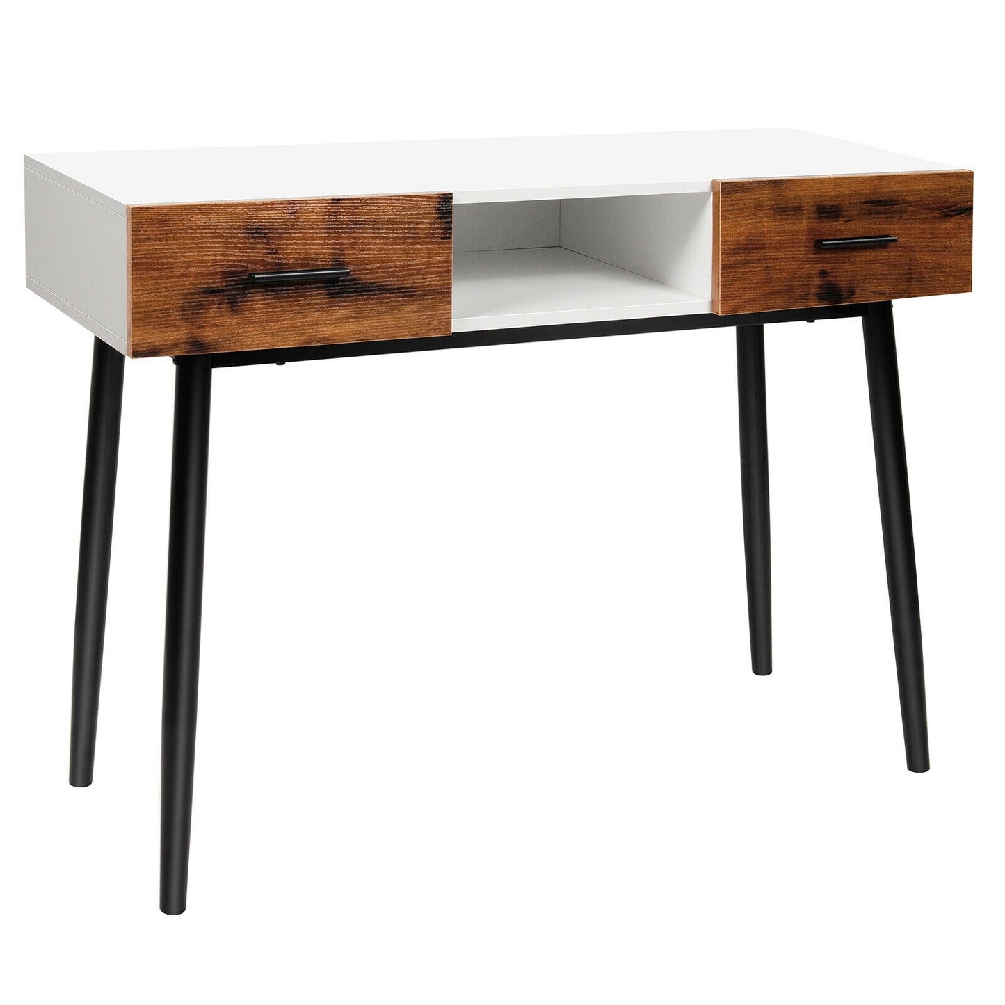 42 Inch Industrial Console Table with 2 Drawers for Entryway Hallway, Brown Console Tables at Gallery Canada