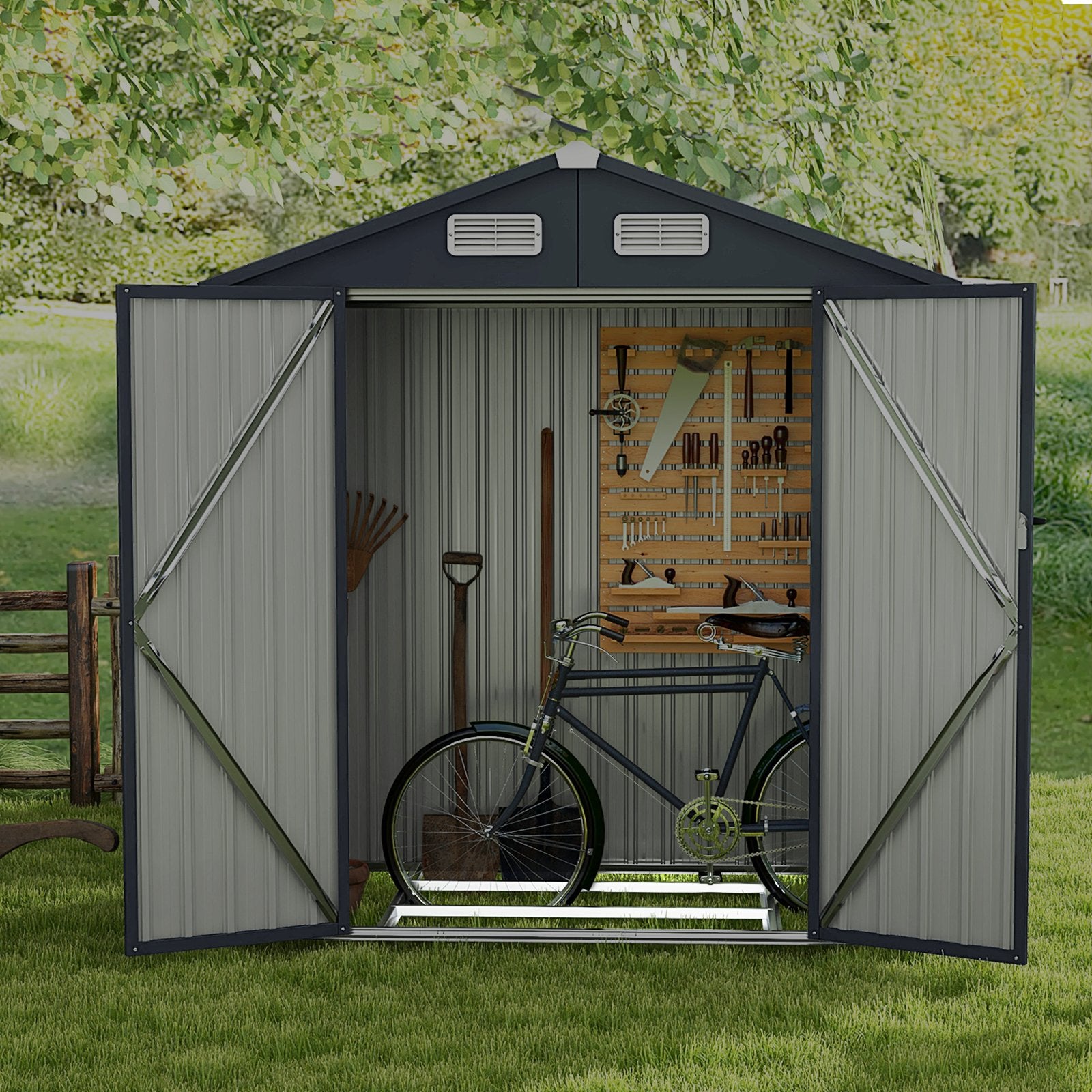 Steel Floor Base Rust-resistant Foundation Kit for Storage Shed-S, Silver at Gallery Canada