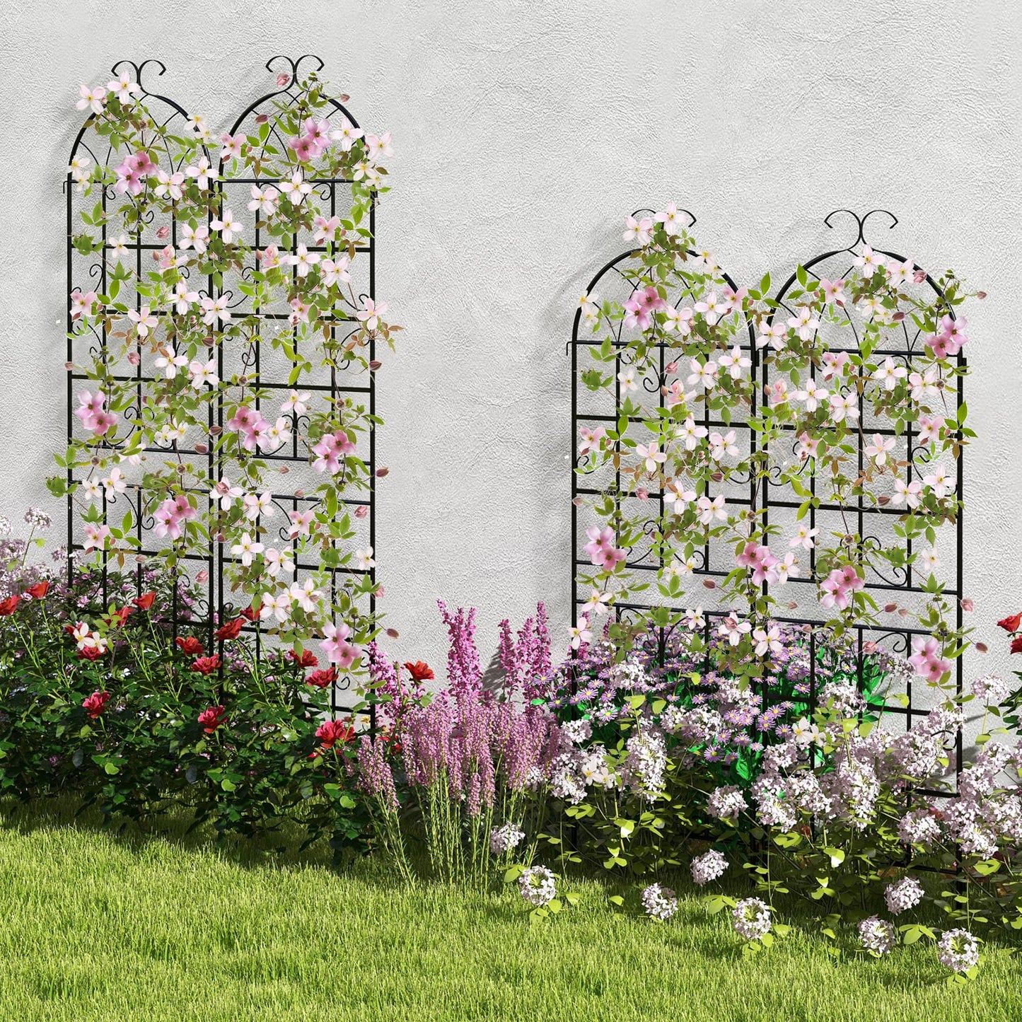 2 Pack Metal Garden Trellis for Climbing Plants, Black Decorative Fencing & Flooring at Gallery Canada
