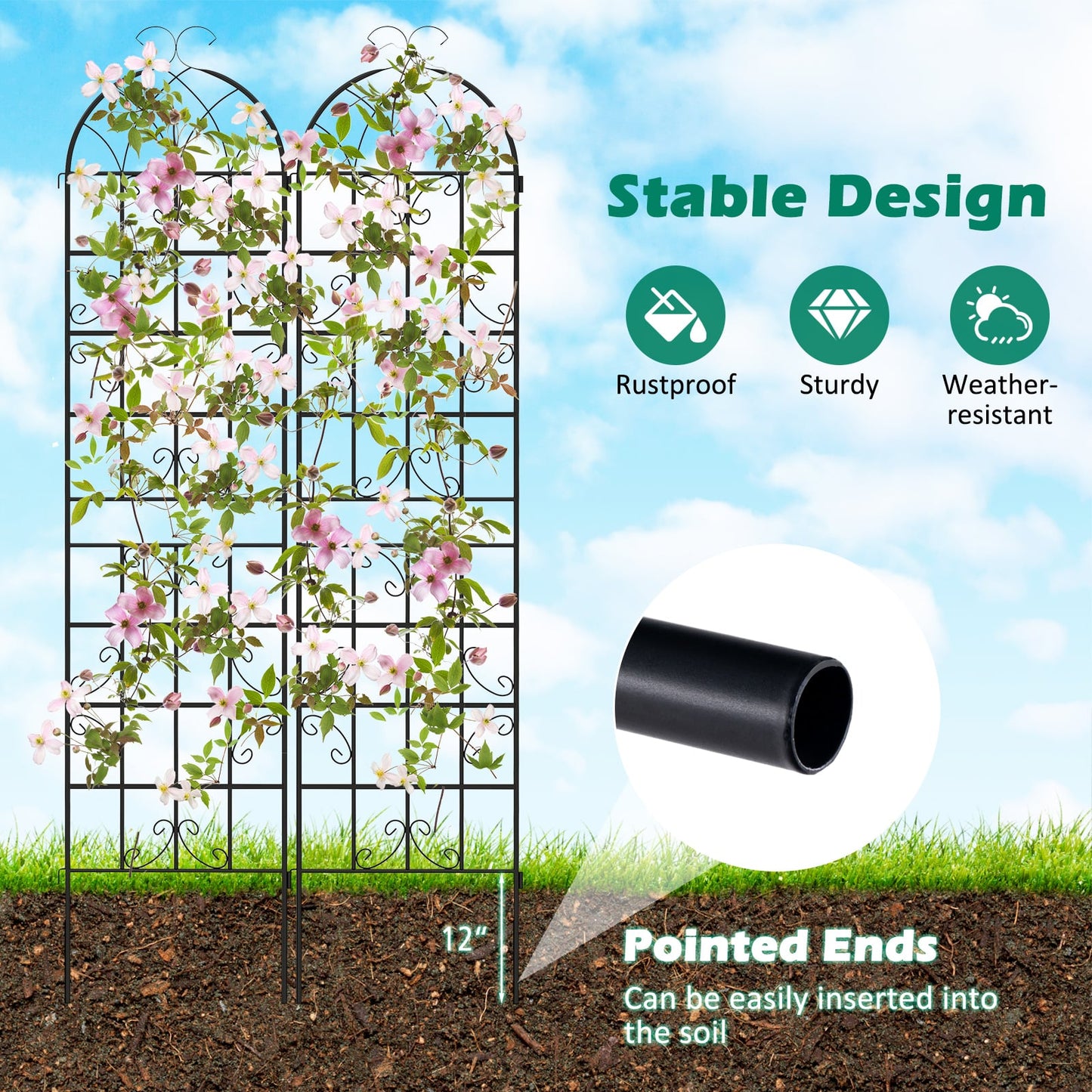 2 Pack Metal Garden Trellis for Climbing Plants, Black Decorative Fencing & Flooring at Gallery Canada