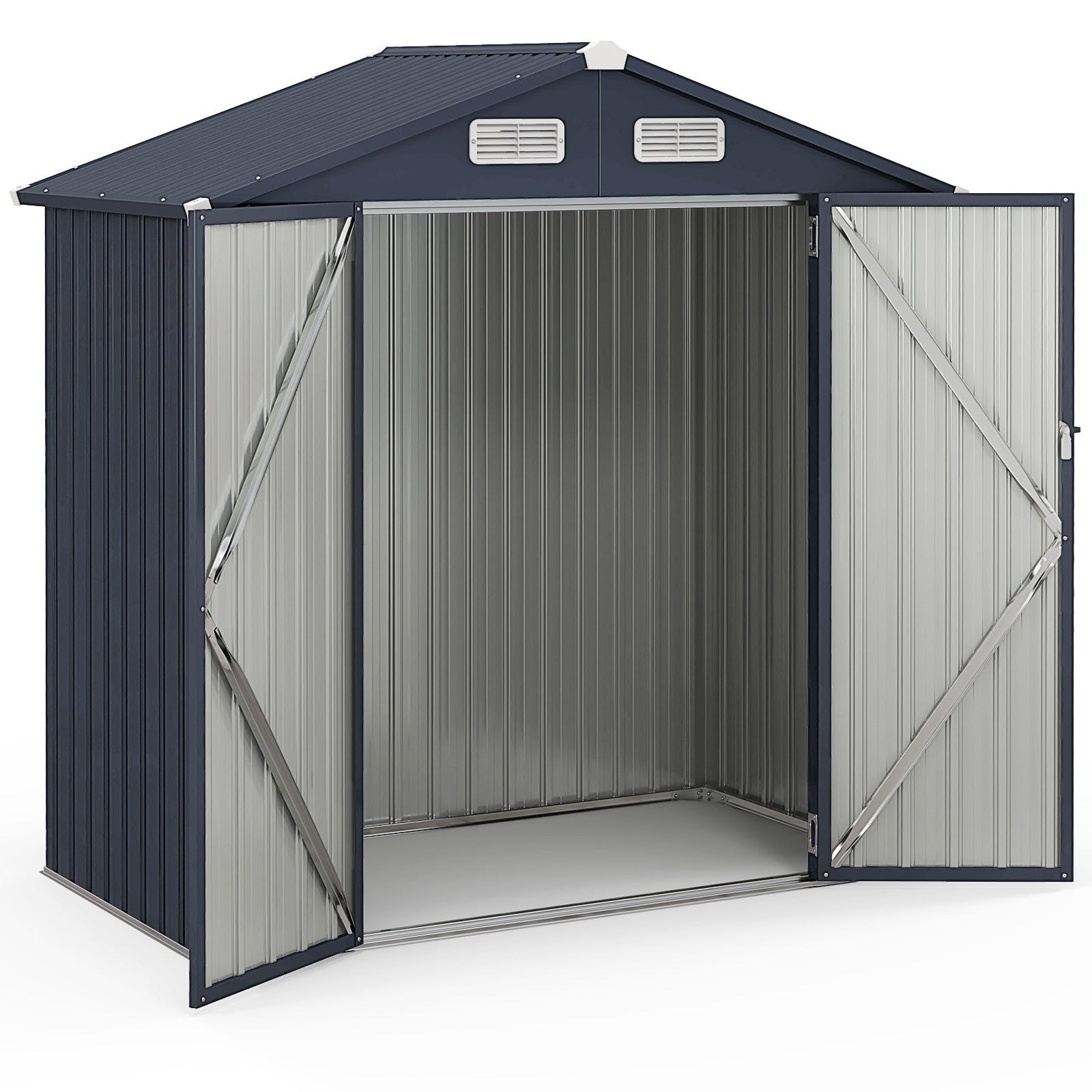 6 x 3.5 x 6 Feet Outdoor Galvanized Steel Storage Shed, Dark Gray Sheds & Outdoor Storage at Gallery Canada
