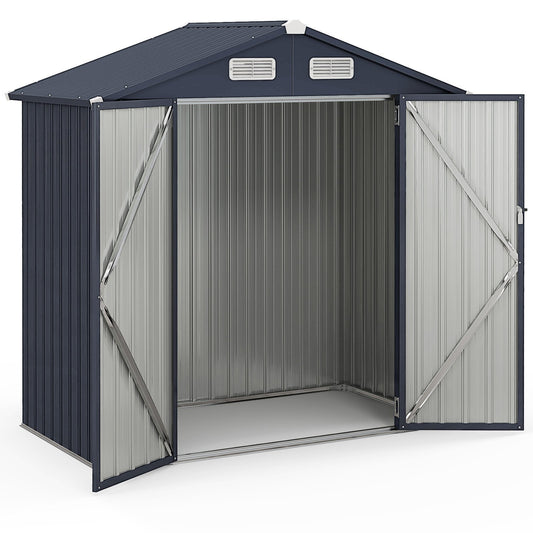 6 x 4/10 x 8 Feet Outdoor Galvanized Steel Storage Shed without Floor Base-6 x 4 ft, Dark Gray