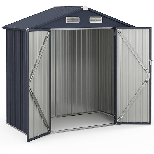6 x 3.5 x 6 Feet Outdoor Galvanized Steel Storage Shed, Dark Gray Sheds & Outdoor Storage Dark Gray at Gallery Canada