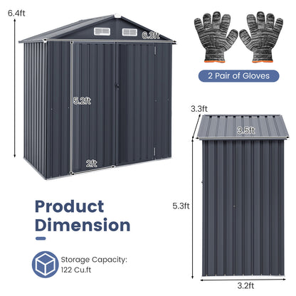 6 x 3.5 x 6 Feet Outdoor Galvanized Steel Storage Shed, Dark Gray Sheds & Outdoor Storage at Gallery Canada