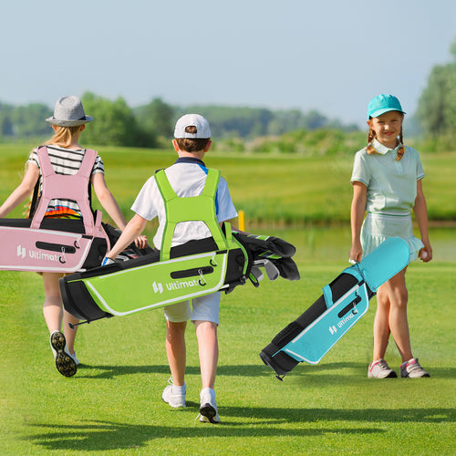 Junior Golf Club Set With Stand Bag Rain Hood, Blue