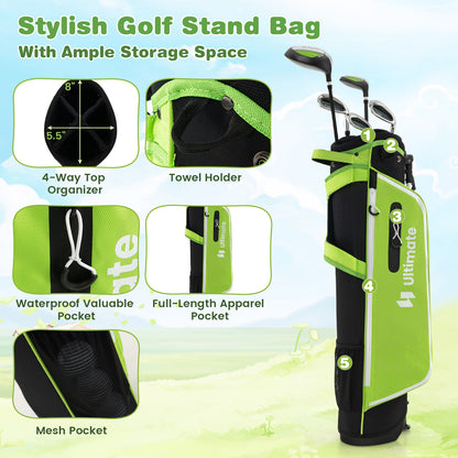 Junior Complete Golf Club Set With Stand Bag Rain Hood, Green Golf at Gallery Canada