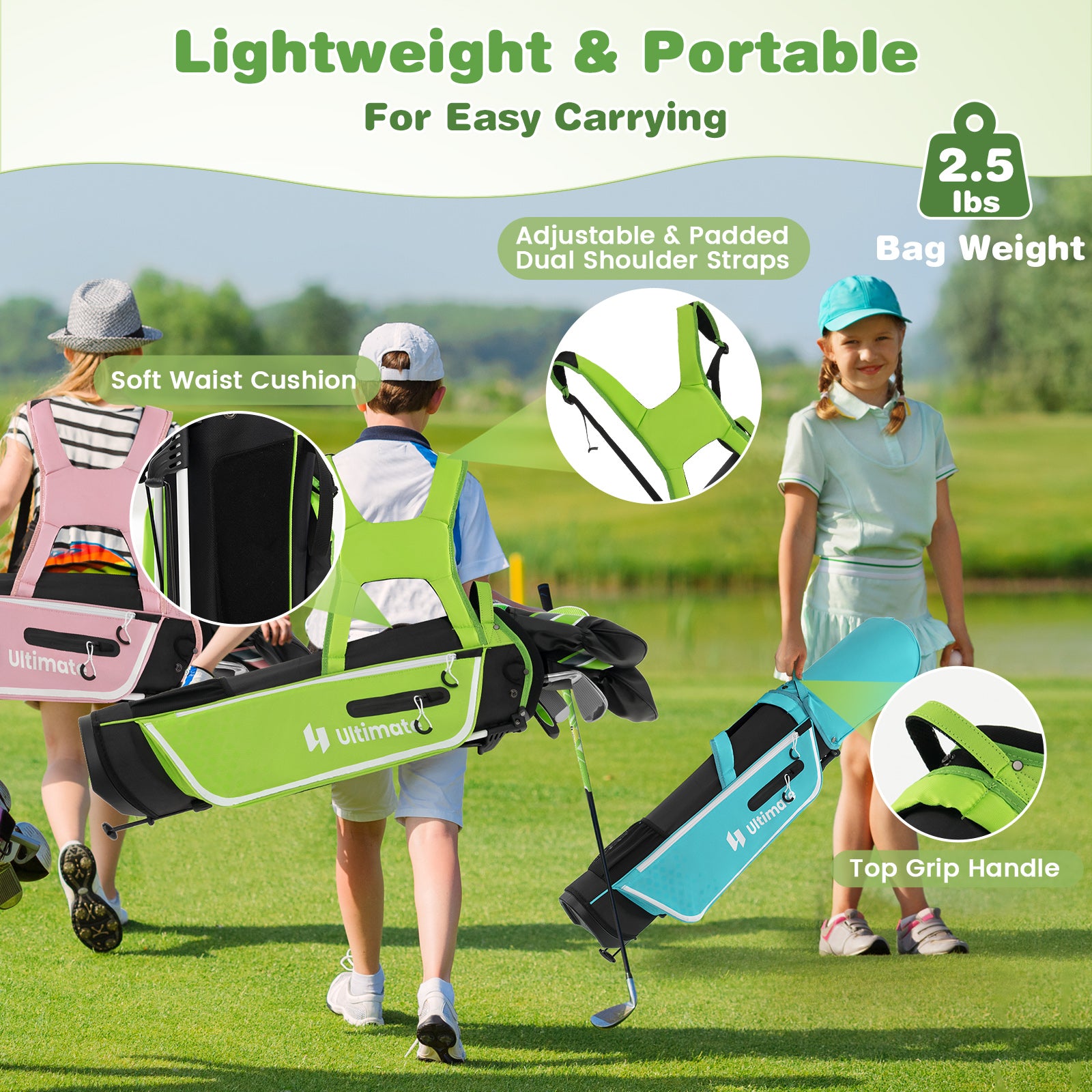 Junior Complete Golf Club Set With Stand Bag Rain Hood, Green Golf at Gallery Canada