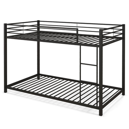 Low Profile Twin Over Twin Metal Bunk Bed with Full-length Guardrails, Black Bunk Bed Frame Black at Gallery Canada