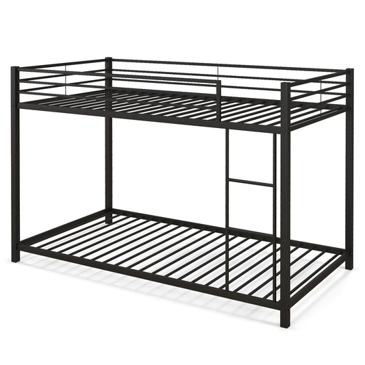 Low Profile Twin Over Twin Metal Bunk Bed with Full-length Guardrails, Black Bunk Bed Frame Black at Gallery Canada