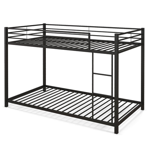 Twin Over Twin Metal Bunk Bed, Full Guardrails, Black