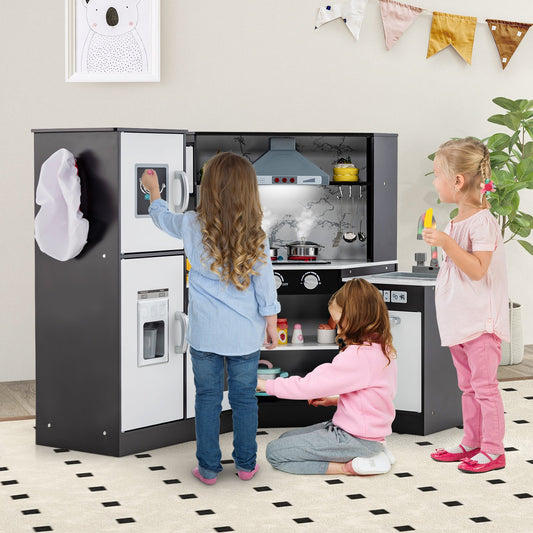 Kids Corner Pretend Kitchen Playset with Separated Washing Basin, Coffee - Gallery Canada