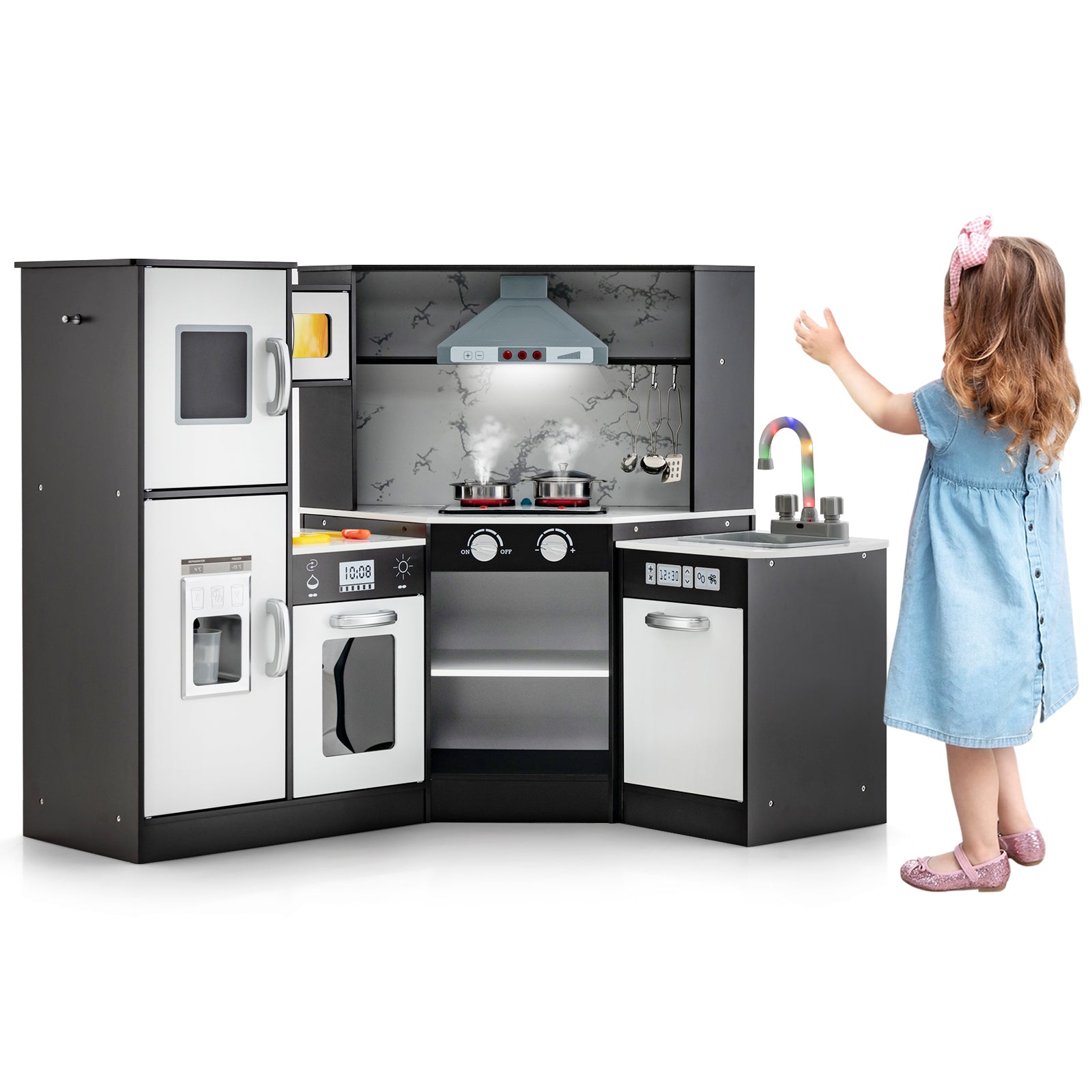 Kids Corner Pretend Kitchen Playset with Separated Washing Basin, Coffee Play Kitchen Sets at Gallery Canada