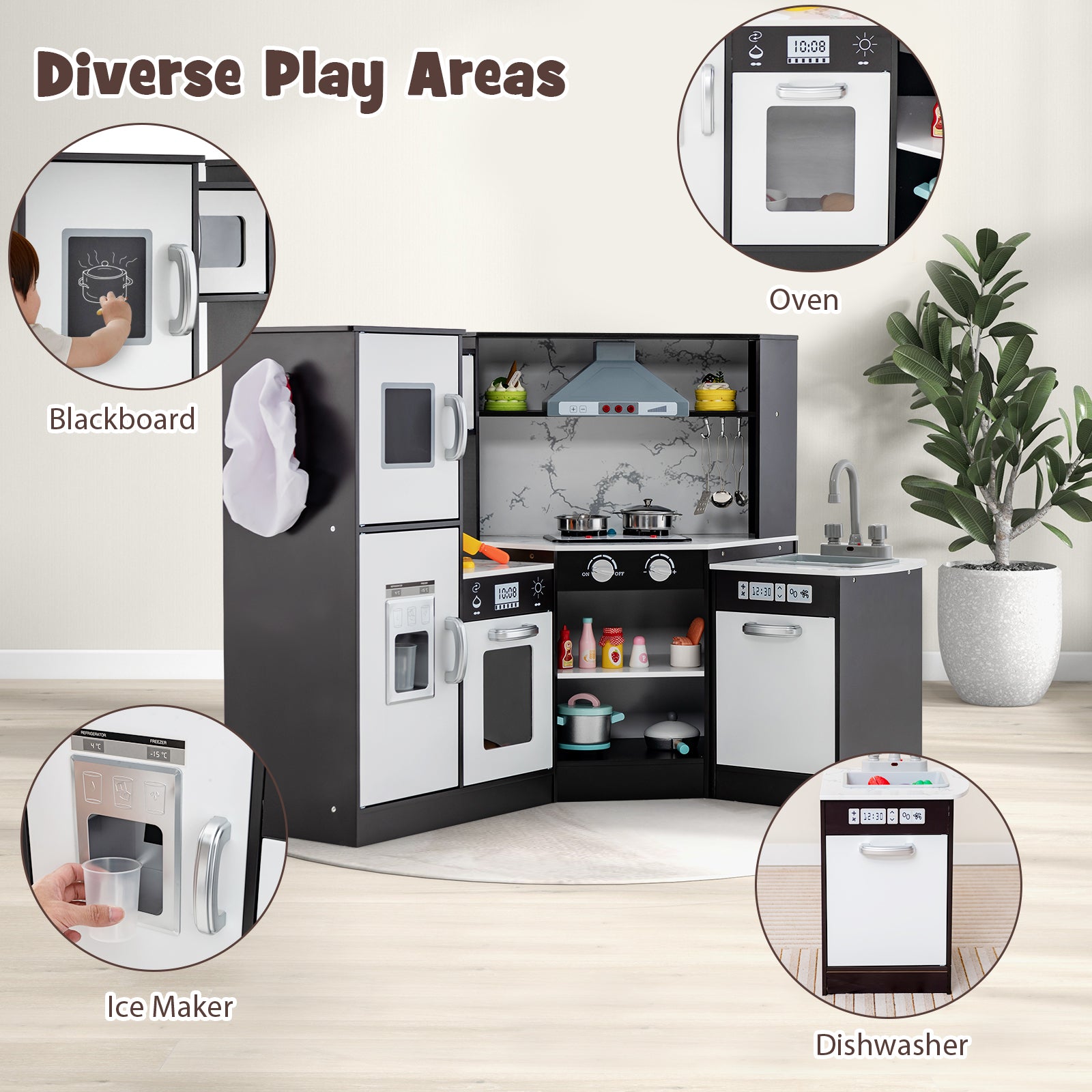Kids Corner Pretend Kitchen Playset with Separated Washing Basin, Coffee Play Kitchen Sets at Gallery Canada