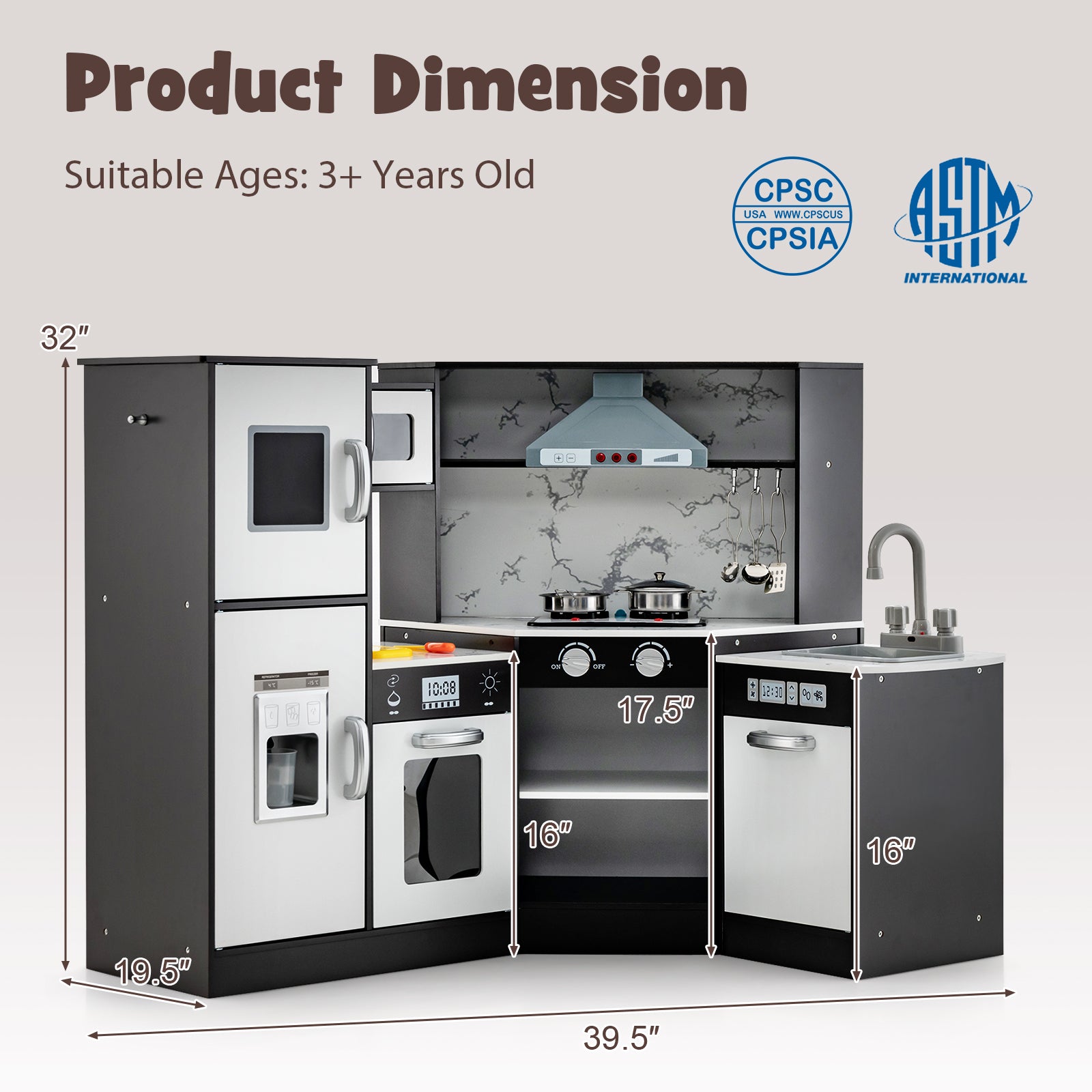 Kids Corner Pretend Kitchen Playset with Separated Washing Basin, Coffee Play Kitchen Sets at Gallery Canada