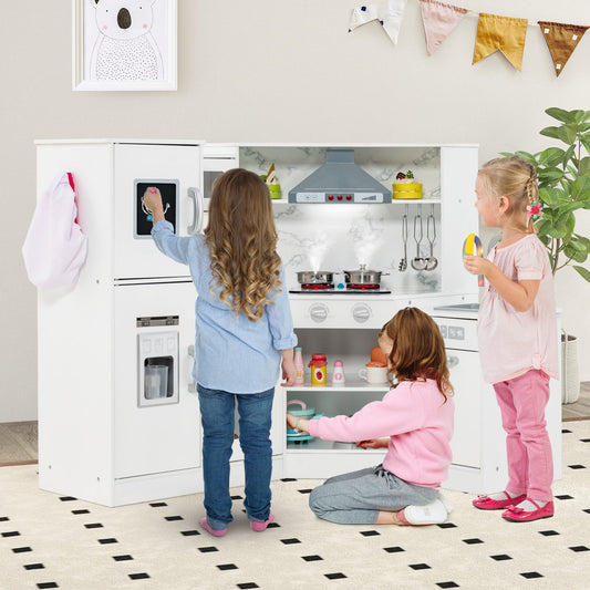Kids Corner Pretend Kitchen Playset with Separated Washing Basin, White - Gallery Canada