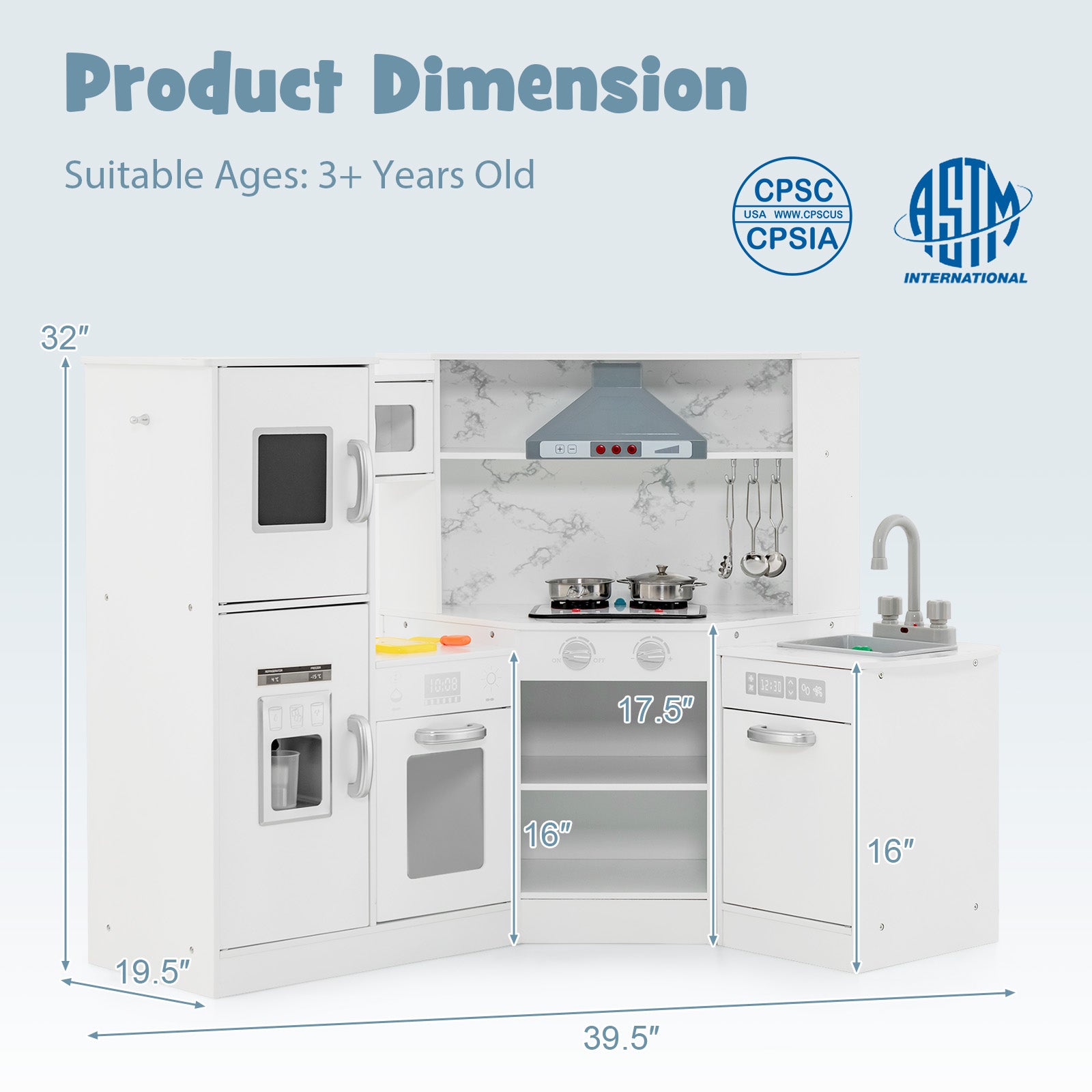 Kids Corner Pretend Kitchen Playset, White Play Kitchen Sets at Gallery Canada