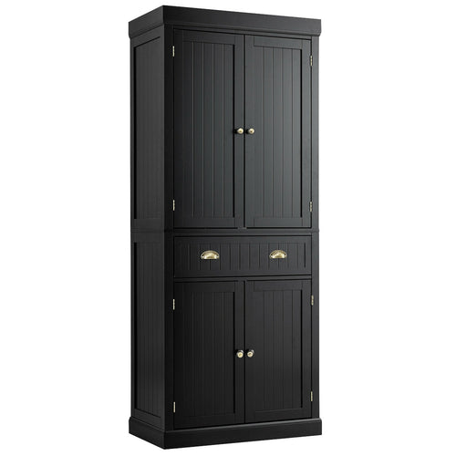 Cupboard Freestanding Kitchen Cabinet w/ Adjustable Shelves, Black
