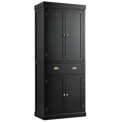 Freestanding Kitchen Cabinet, Adjustable Shelves, Black Armoires & Wardrobes Black at Gallery Canada