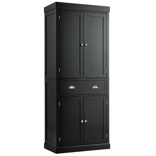 Freestanding Kitchen Cabinet, Adjustable Shelves, Black Armoires & Wardrobes Black at Gallery Canada