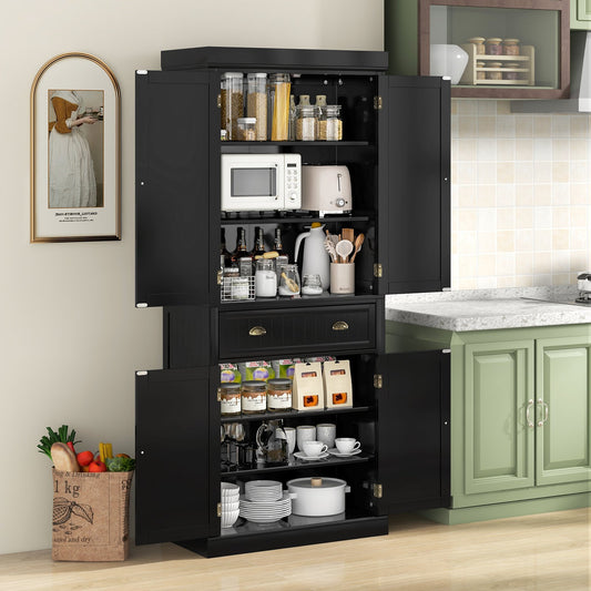 Cupboard Freestanding Kitchen Cabinet w/ Adjustable Shelves, Black - Gallery Canada