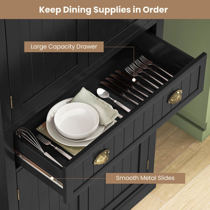 Cupboard Freestanding Kitchen Cabinet w/ Adjustable Shelves, Black at Gallery Canada