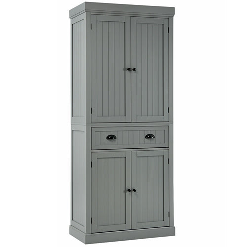 Freestanding Kitchen Cabinet, Adjustable Shelves, Gray