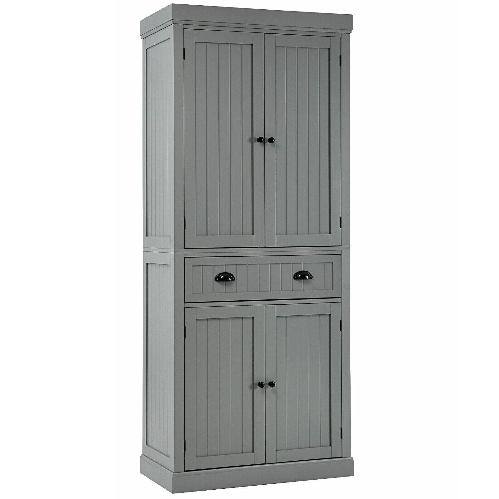 Cupboard Freestanding Kitchen Cabinet w/ Adjustable Shelves, Gray Armoires & Wardrobes Gray at Gallery Canada