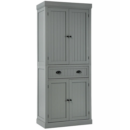 Cupboard Freestanding Kitchen Cabinet w/ Adjustable Shelves, Gray