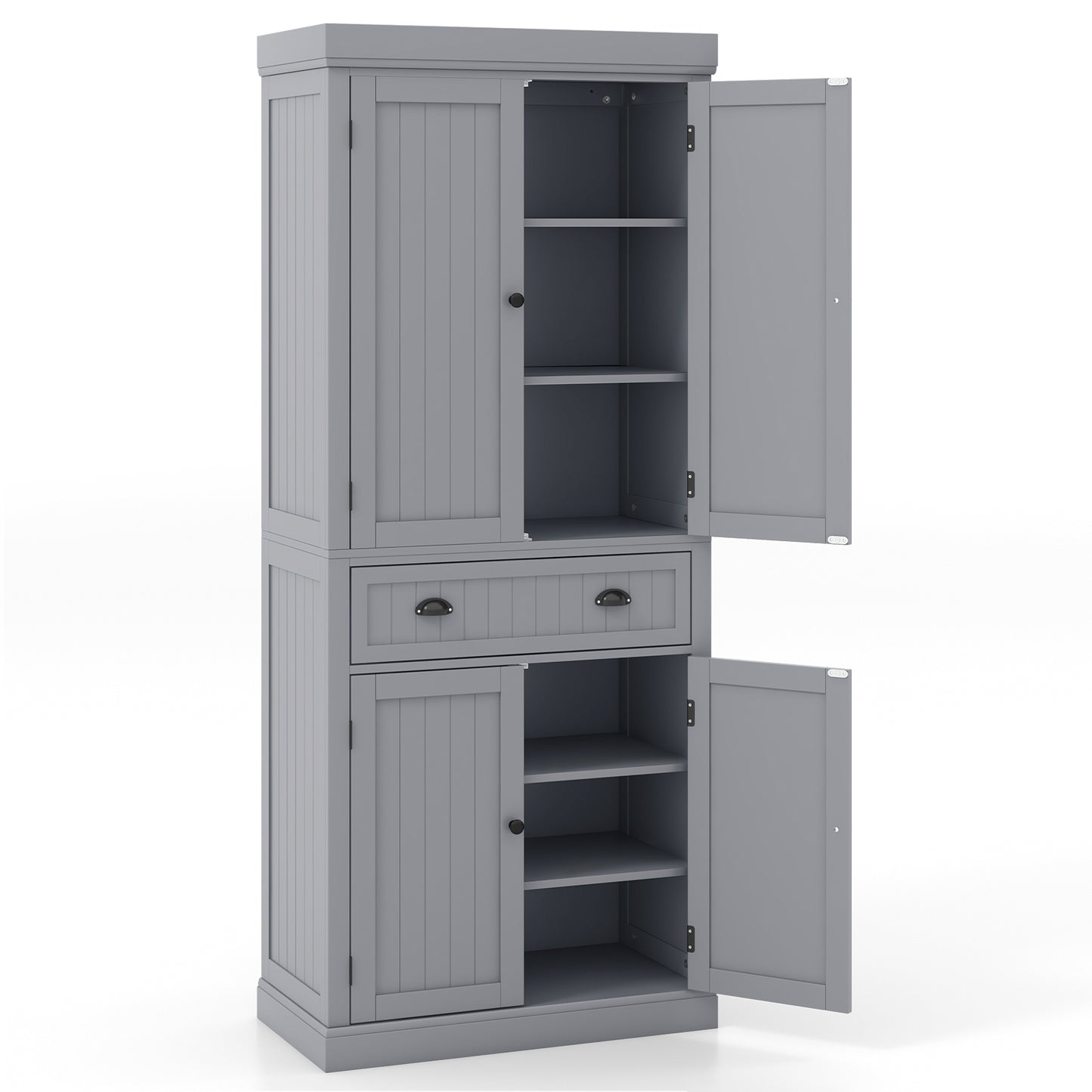 Cupboard Freestanding Kitchen Cabinet w/ Adjustable Shelves, Gray Armoires & Wardrobes at Gallery Canada